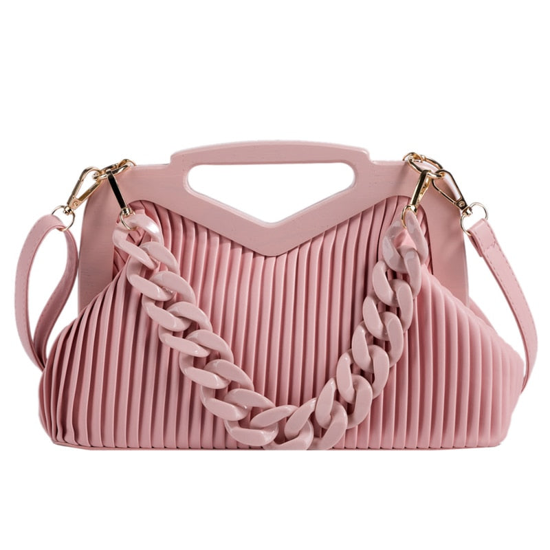 Triangle Pleated Shoulder Bag – Designer Crossbody Satchel for Women