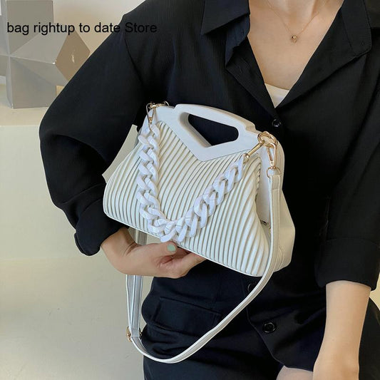 Triangle Pleated Shoulder Bag – Designer Crossbody Satchel for Women