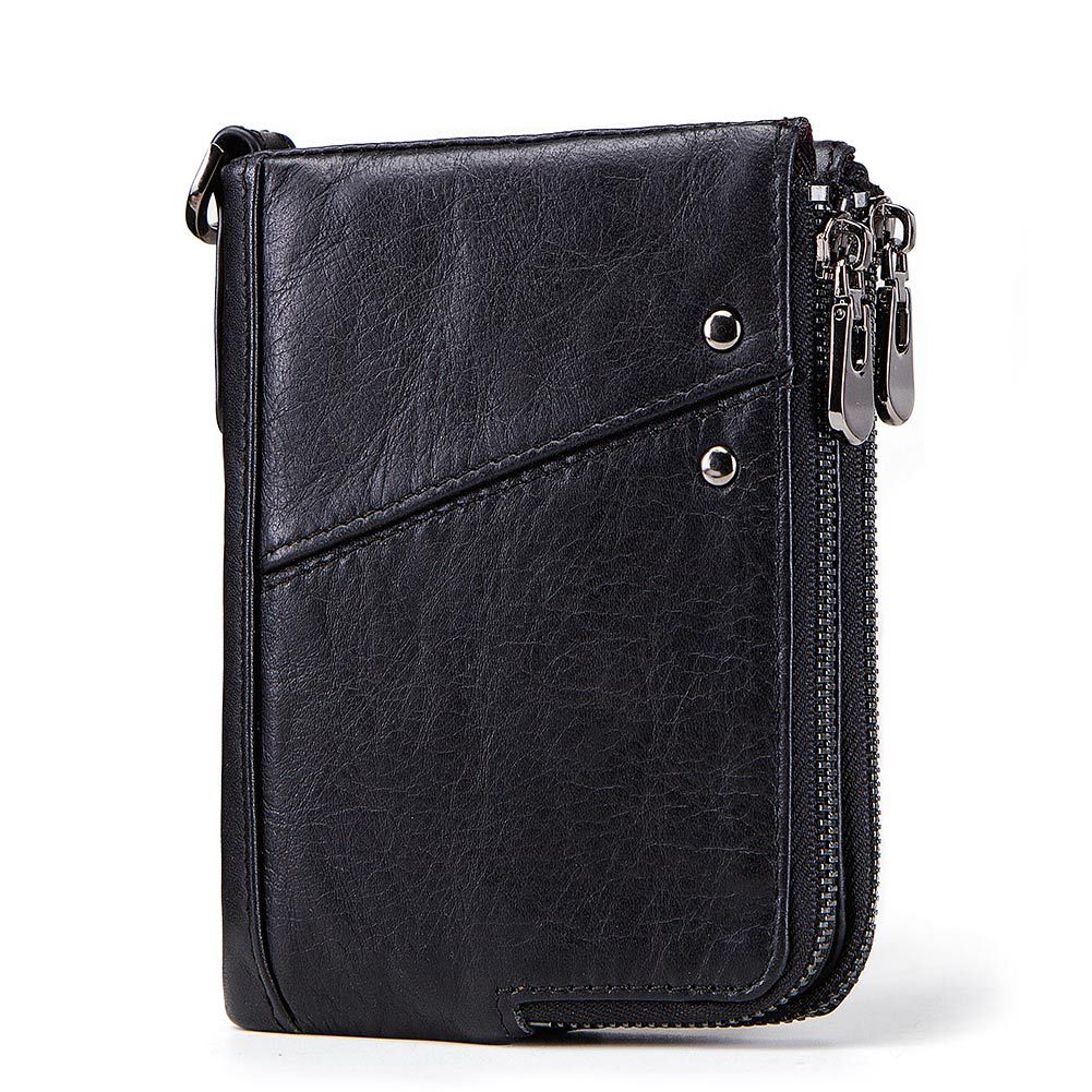 Genuine Leather Anti‑Theft RFID Men’s Brush Wallet – Slim, Secure, Demagnetization Card Holder