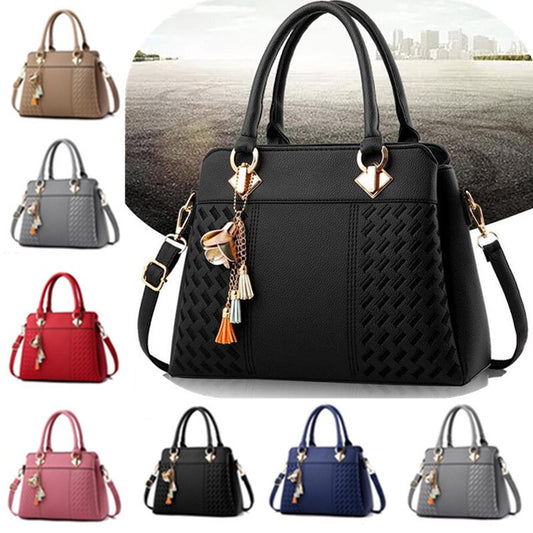 Vintage Tassel Leather Tote – Large PU Shoulder Handbag for Women
