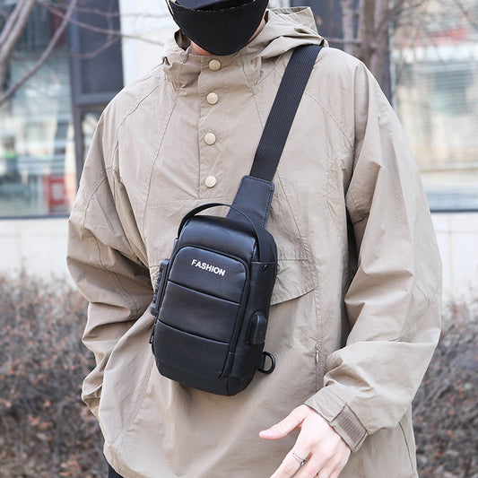 UrbanTech Men’s Waterproof Chest Bag – Compact Oxford Canvas Sling Pack (25 × 23 × 4 cm) for Travel, Daily Carry & Outdoor Use