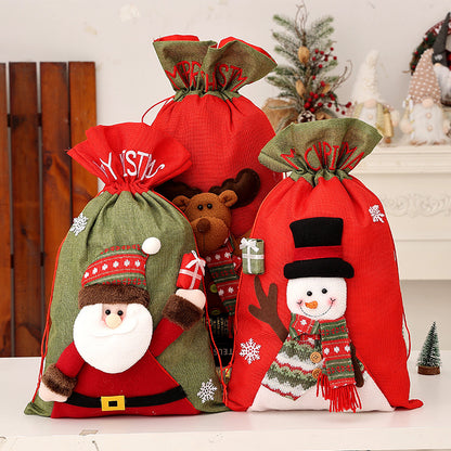 Christmas Gift Bag for Kids – Santa Claus, Snowman & Deer Backpack | 56x35cm Non-Woven Reusable Festival Bag