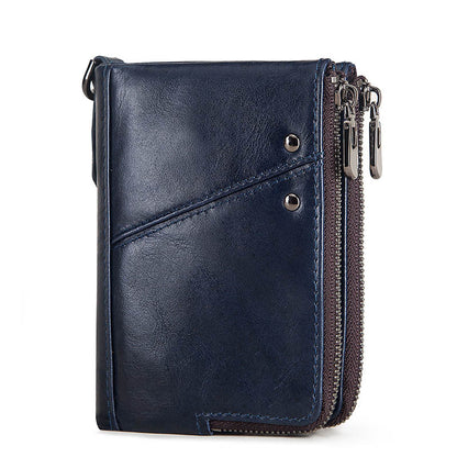 Genuine Leather Anti‑Theft RFID Men’s Brush Wallet – Slim, Secure, Demagnetization Card Holder