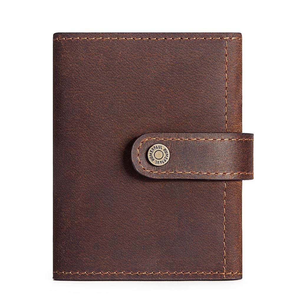 Coin Purse Metal Card Case – Leather Credit Card Holder, ID Sleeve, Zipper Buckle, Multiple Compartments, Retro European & American Style