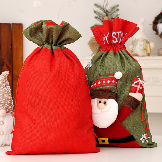 Christmas Gift Bag for Kids – Santa Claus, Snowman & Deer Backpack | 56x35cm Non-Woven Reusable Festival Bag