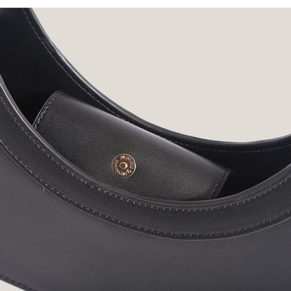 Cutout Ring Handle Tote – PU Leather Designer Briefcase Handbag for Women