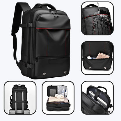 Men's Business Travel Backpack 36-55L | Oxford Waterproof Expandable Bag with Vacuum Compression & Laptop Compartment