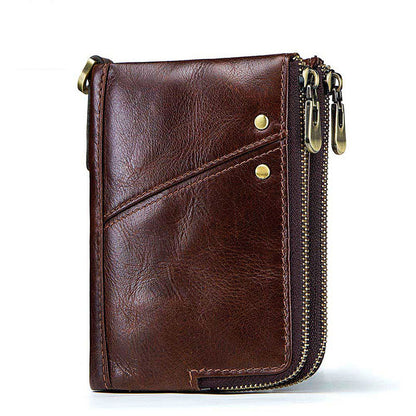 Genuine Leather Anti‑Theft RFID Men’s Brush Wallet – Slim, Secure, Demagnetization Card Holder