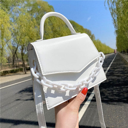 New Chain Shoulder Bag for Women – Designer Handbags, Solid Color Crossbody & Handbag with Flap Closure, Fashionable PU Material