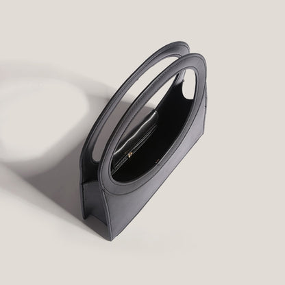 Cutout Ring Handle Tote – PU Leather Designer Briefcase Handbag for Women