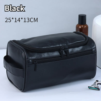 Large Capacity Men's Toiletries Bag – Portable PU Waterproof Makeup Bag with Mesh Design & Hook, for Business Travel