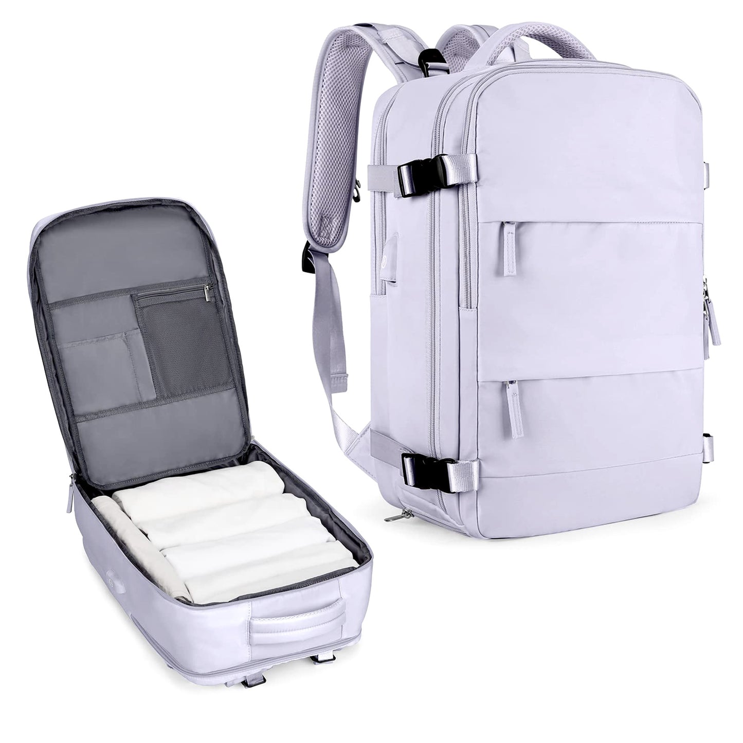AnyBagNow Women’s Travel Backpack – Waterproof Nylon, 16″ Laptop Sleeve, Lightweight & Foldable 14L Carry-On Daypack