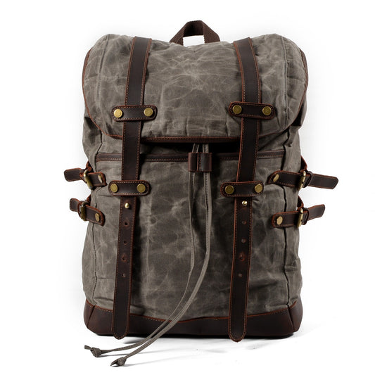 Men's Waterproof Waxed Canvas Backpack – 36-55L Retro Shoulder Bag for Travel, School, Outdoor & Daily Use