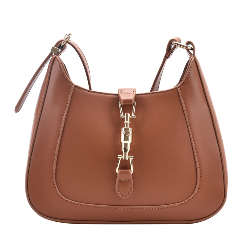 Designer Leather Shoulder Bag – Crossbody Underarm Purse with Dual Belts