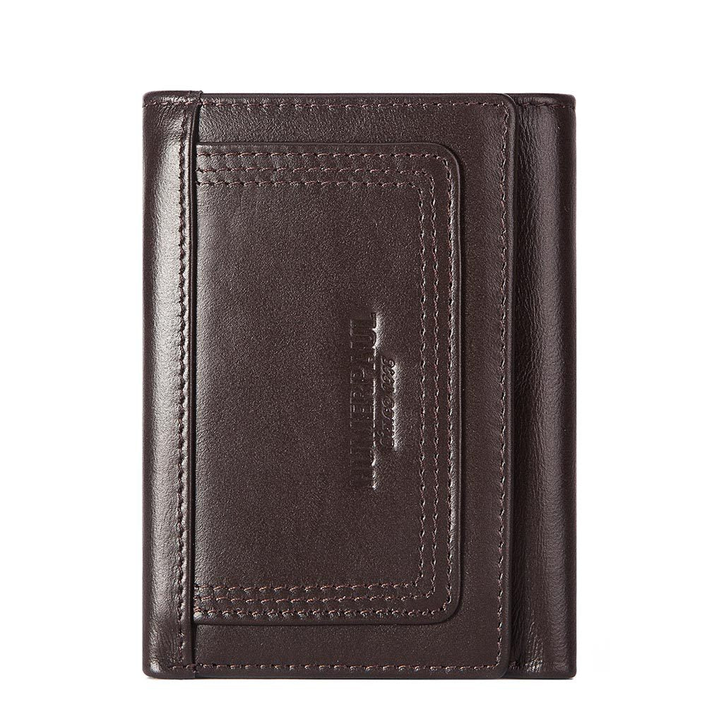 RFID‑Blocking Cowhide Leather Zipper Wallet – Multi‑Card Coin & Passport Organizer