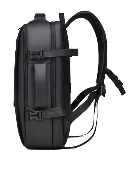 Multi‑Pocket Nylon Travel Backpack with Adjustable Padded Straps – 15″ Laptop Sleeve, Zippered Compartments, Water‑Resistant & Unisex