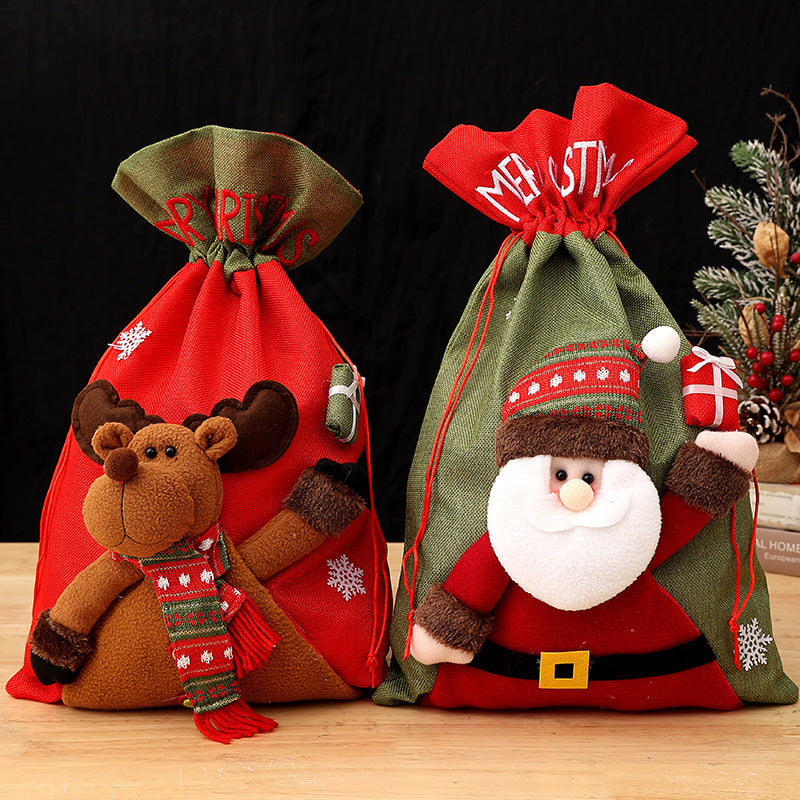 Christmas Gift Bag for Kids – Santa Claus, Snowman & Deer Backpack | 56x35cm Non-Woven Reusable Festival Bag