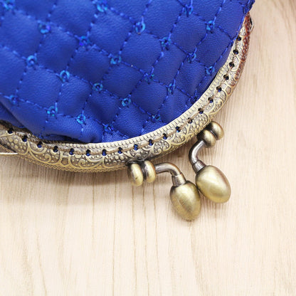 Sequin Zero Wallet – Diamond Grid Coin Bag, Small Lipstick Storage, Polyester Material, Chic Gold Mouth Clasp, Available in White, Blue, Pink, Rose Red