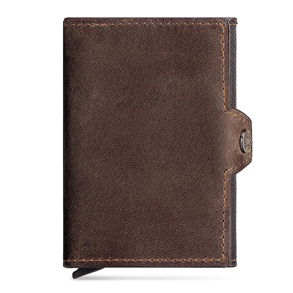Leather Men Card Sleeve – Premium Cowhide Leather, Zipper Buckle, Multi-Compartment Wallet, Black, Coffee, Brown, Practical & Stylish