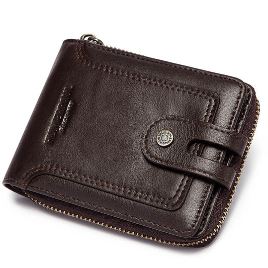RFID Anti-Theft Travel Brush Wallet – PU Leather Multifunction Passport & Card Holder, 14.5 × 10.7 × 1 cm