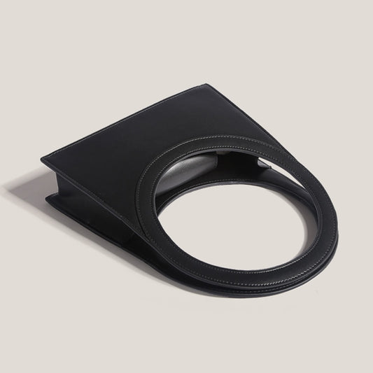 Cutout Ring Handle Tote – PU Leather Designer Briefcase Handbag for Women