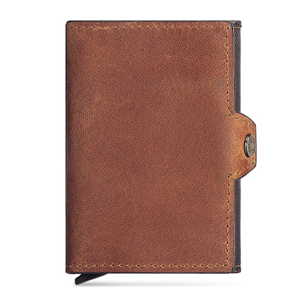 Leather Men Card Sleeve – Premium Cowhide Leather, Zipper Buckle, Multi-Compartment Wallet, Black, Coffee, Brown, Practical & Stylish