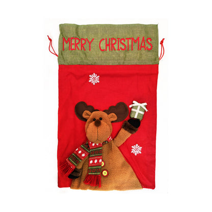 Christmas Gift Bag for Kids – Santa Claus, Snowman & Deer Backpack | 56x35cm Non-Woven Reusable Festival Bag