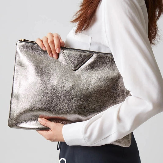 Silver Envelope Clutch – Elegant PU Leather Designer Day Bag for Women, Trendy & Stylish, Multiple Colors
