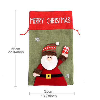 Christmas Gift Bag for Kids – Santa Claus, Snowman & Deer Backpack | 56x35cm Non-Woven Reusable Festival Bag