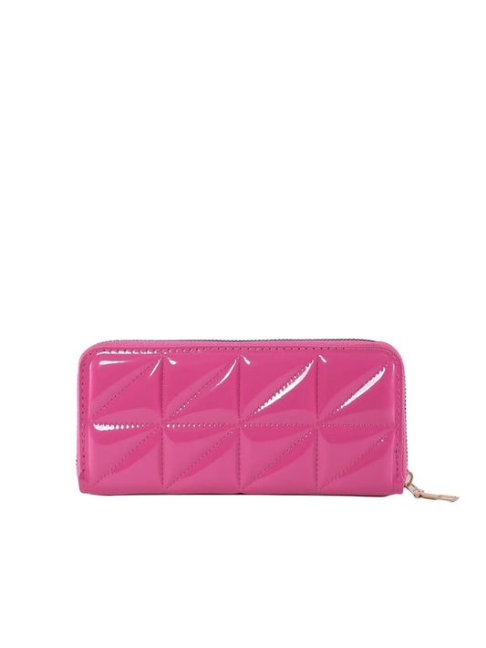 PU Leather Solid Color Wallet – Zipper Closure, Multiple Compartments, Stylish, Casual, Available in Black, Brown, White, Hot Pink