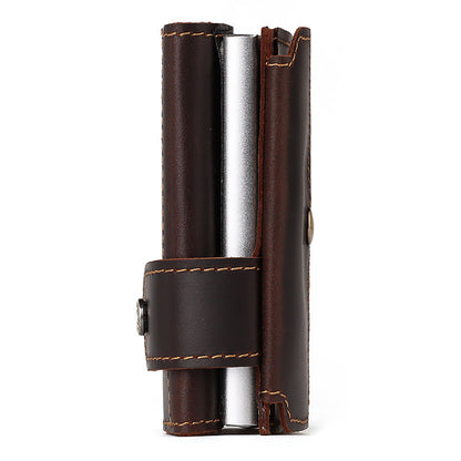 Retro Crazy Horse Leather RFID Card Sleeve – Vintage Automatic Pop-Up Credit/ID Holder, Slim Anti-Theft Wallet, Unisex