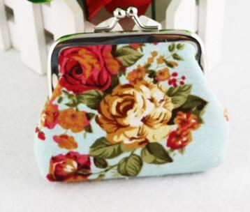 Women Coin Purse Retro Vintage Flower Wallet, Small Canvas Hasp Purse, Cute Kawaii Clutch Bag for Coins & Cash