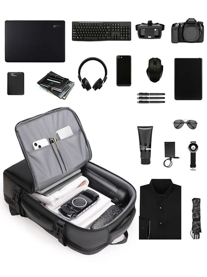 Multi‑Pocket Nylon Travel Backpack with Adjustable Padded Straps – 15″ Laptop Sleeve, Zippered Compartments, Water‑Resistant & Unisex