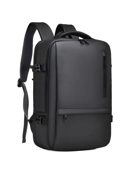 Multi‑Pocket Nylon Travel Backpack with Adjustable Padded Straps – 15″ Laptop Sleeve, Zippered Compartments, Water‑Resistant & Unisex