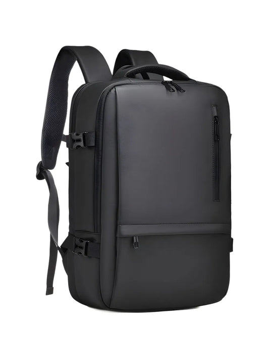 Multi‑Pocket Nylon Travel Backpack with Adjustable Padded Straps – 15″ Laptop Sleeve, Zippered Compartments, Water‑Resistant & Unisex