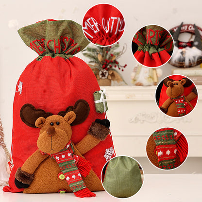 Christmas Gift Bag for Kids – Santa Claus, Snowman & Deer Backpack | 56x35cm Non-Woven Reusable Festival Bag