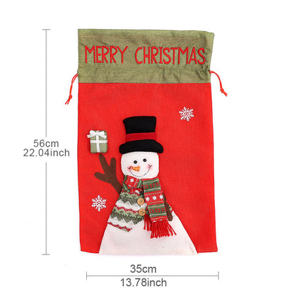 Christmas Gift Bag for Kids – Santa Claus, Snowman & Deer Backpack | 56x35cm Non-Woven Reusable Festival Bag