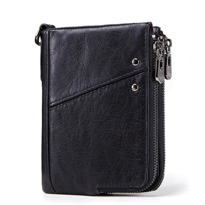 Genuine Leather Anti‑Theft RFID Men’s Brush Wallet – Slim, Secure, Demagnetization Card Holder