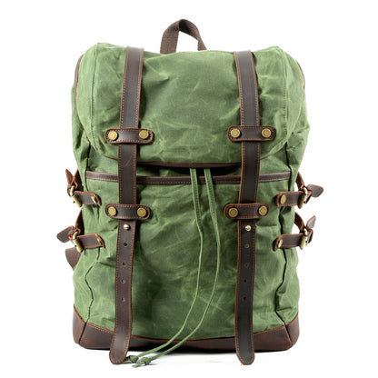 Men's Waterproof Waxed Canvas Backpack – 36-55L Retro Shoulder Bag for Travel, School, Outdoor & Daily Use