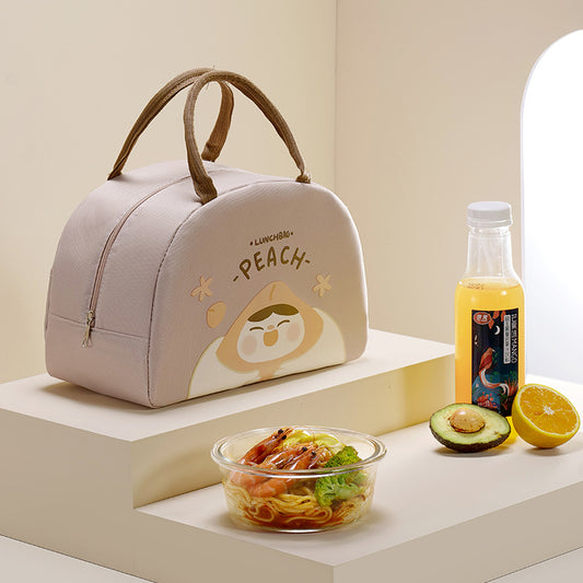 Cute Cartoon Thick Lunch Bag – Large Capacity Portable Insulated Hand-held Oxford Cloth Lunch Box Bag, for Kids and Adults