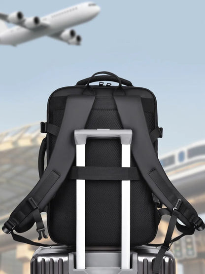 Multi‑Pocket Nylon Travel Backpack with Adjustable Padded Straps – 15″ Laptop Sleeve, Zippered Compartments, Water‑Resistant & Unisex