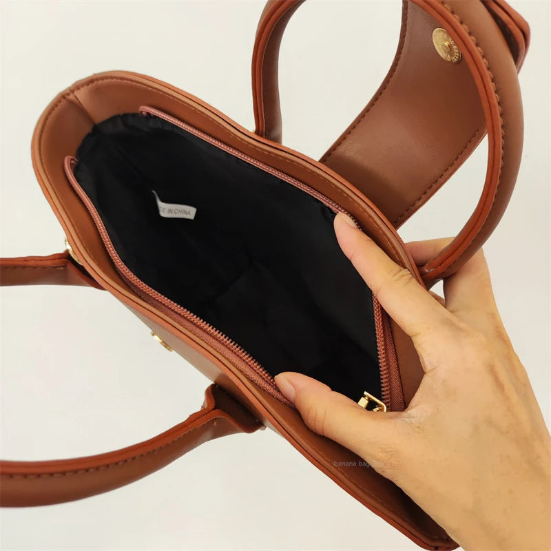 Vintage Shell Shoulder Bag – PU Leather Top Handle Messenger for Women, Stylish and Durable Handbag