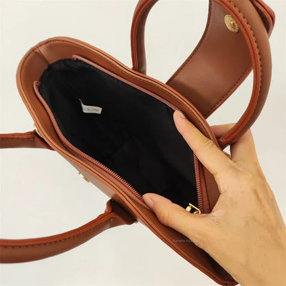Vintage Shell Shoulder Bag – PU Leather Top Handle Messenger for Women, Stylish and Durable Handbag