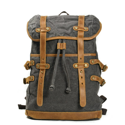 Men's Waterproof Waxed Canvas Backpack – 36-55L Retro Shoulder Bag for Travel, School, Outdoor & Daily Use