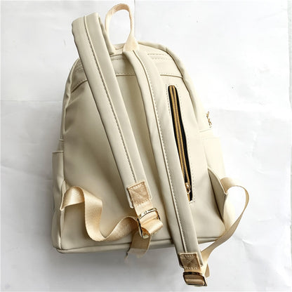 Cute Owl and Letter Casual Small Bag for Women & Girls – Beige PU Leather Backpack, School Bag, Stylish Shoulder Bag Gift