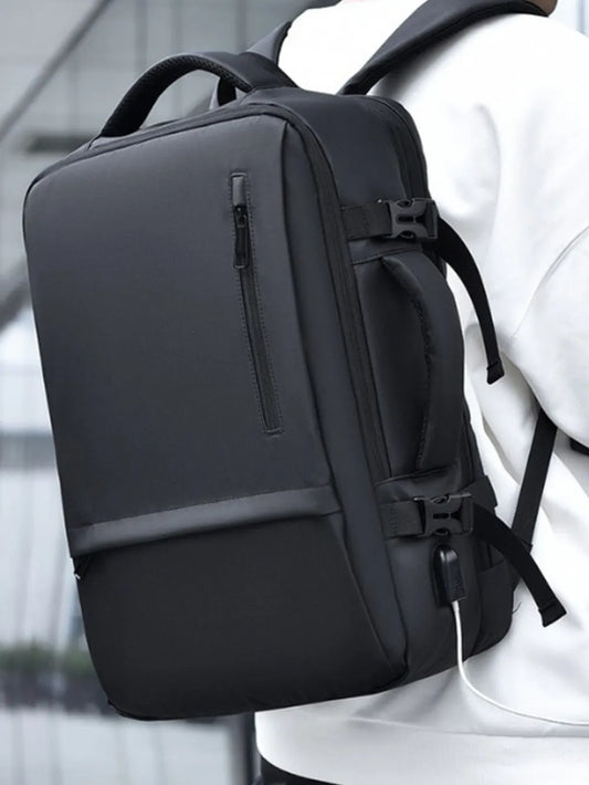 Multi‑Pocket Nylon Travel Backpack with Adjustable Padded Straps – 15″ Laptop Sleeve, Zippered Compartments, Water‑Resistant & Unisex