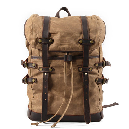 Men's Waterproof Waxed Canvas Backpack – 36-55L Retro Shoulder Bag for Travel, School, Outdoor & Daily Use