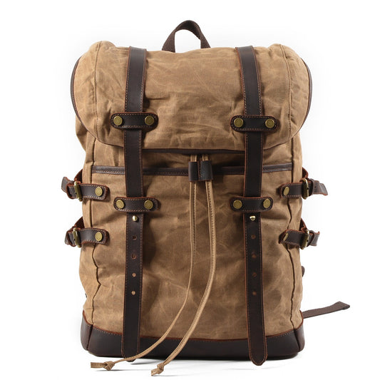 Men's Waterproof Waxed Canvas Backpack – 36-55L Retro Shoulder Bag for Travel, School, Outdoor & Daily Use