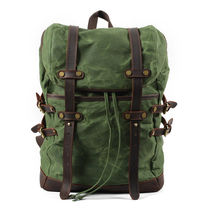 Men's Waterproof Waxed Canvas Backpack – 36-55L Retro Shoulder Bag for Travel, School, Outdoor & Daily Use