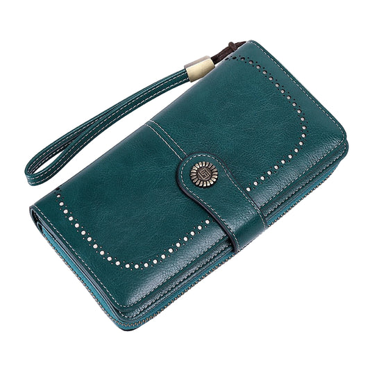 RFID Antimagnetic Wallet for Women – 3-Fold PU Leather, Zipper Buckle, Large Bill Holder, Solid Color, Multiple Card & ID Slots